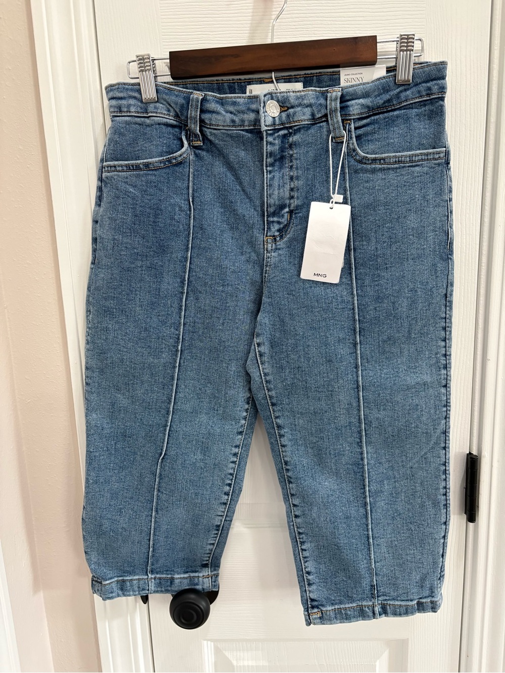 Mango Midwash Capris Skinny Jeans with Front Seams